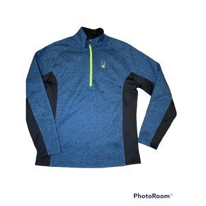 Spyder Shirt Men Large Blue Lightweight Long Sleeve Quarter Zip Sweater
